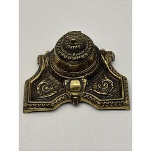 Ink Well Pen Rest Solid Brass Vintage Victorian Style NO Insert